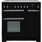 Rangemaster Toledo + TOLP90EIGB/C 90cm Electric Range Cooker with Induction Hob - Black - A/A Rated, Black
