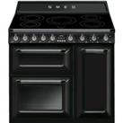 Smeg Victoria TR93IBL2 90cm Electric Range Cooker with Induction Hob - Black - A/B Rated, Black