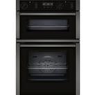 NEFF N50 U2ACM7HG0B Built In WiFi Connected Electric Double Oven with Pyrolytic Cleaning - Graphite 