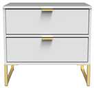 Messina 2 Drawer Bedside Table - White