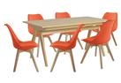 Habitat Jerry Wood Effect Dining Table & 6 Orange Chairs