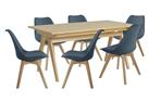 Habitat Jerry Wood Effect Dining Table & 6 Navy Blue Chairs
