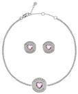 Radley Sterling Silver Pink Heart Bracelet and Earrings Set