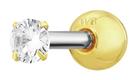With Bling Cubic Zirconia Barbell Stud Earring