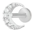 With Bling Silver Coloured Cubic Zirconia Moon Labret Stud