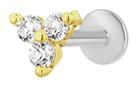 With Bling Gold Coloured Cubic Zirconia Labret Ear Stud