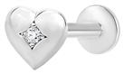 With Bling Silver Colour Cubic Zirconia Heart Labret Earring