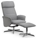Julian Bowen Aria Fabric Recliner Chair with Footstool- Grey