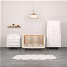 Snuzkot Skandi Cot Bed Nursery Furniture Set-White & Natural