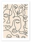 East End Prints Single Line Faces Unframed Wall Print - A3