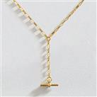 Revere Gold Plated Silver Cubic Zirconia Tbar Necklace