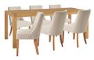 Habitat Radius Oak Dining Table & 6 Alec Cream Chairs