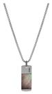 Fossil Mens Mother of Pearl Stainless Steel Pendant Necklace