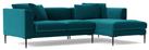 Swoon Alena Velvet Right Hand Corner Sofa- Kingfisher Blue