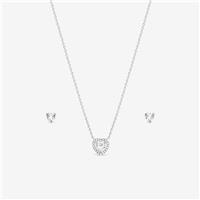 Simply Silver 925 Sterling Silver Halo Heart Necklace And Earring Set
