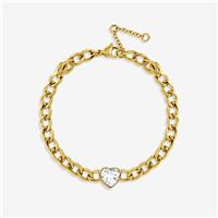Jon Richard Gold Plated Crystal Heart Chain Stainless Steel Bracelet