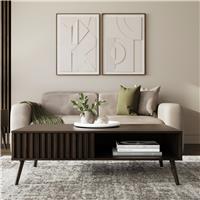 GFW Louvered 1 Drawer Rectangular Coffee Table - Walnut Effect