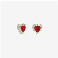 Jon Richard Gold Plated Ruby Heart Earrings