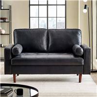 Julian Bowen Henley Faux Leather 2 Seater Sofa - Black