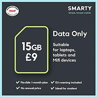SMARTY 15GB 30 Day Pay As You Go Data Only SIM Card