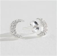 Revere Sterling Silver Cubic Zirconia Moon Stud Earrings