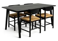 Habitat Nel Wood Veneer Dining Table & 4 Hanna Black Chairs