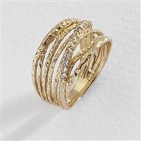 Revere 9ct Yellow Gold Cubic Zirconia Multi-Strand Ring - O