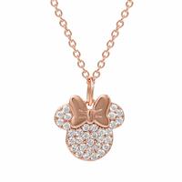 Disney Rose Gold Silver Plated Cubic Zirconia Necklace