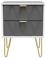 Livara Shimmer 2 Drawer Bedside Table - Grey & White