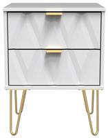 Livara Shimmer 2 Drawer Bedside Table - White