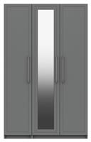 Hatfield 3 Door Mirror Wardrobe - Grey Gloss