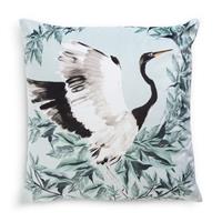 Habitat Crane Print Velvet Cushion - Multicoloured - 43x43cm