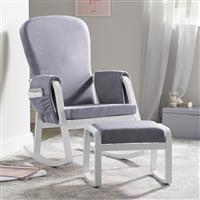 Ickle Bubba Dursley Rocking Chair and Stool - Pearl Grey