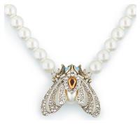 Bill Skinner 18ct Gold Plated Crystal Pearl Moth Necklace