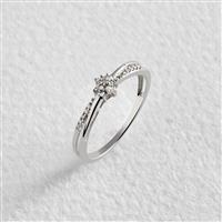 Revere 9ct White Gold 0.05ct Diamond Cross Ring - M