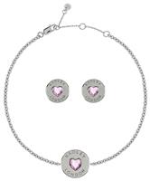 Radley Sterling Silver Pink Heart Bracelet and Earrings Set