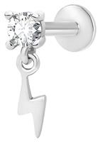 With Bling Silver Coloured Thunderbolt Drop Labret Earring