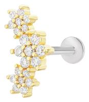 With Bling Gold Coloured Flower Stack Ear Stud