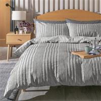 Argos Home Crinkle Grey Bedding Set - Double