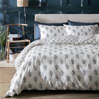 Habitat Woodblock Leaf White Bedding Set - Double