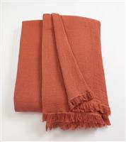 Habitat Cotton Plain Textured Throw - Terracotta - 150x200cm