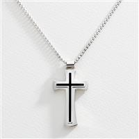 Revere Stainless Steel Black Cross Pendant Necklace