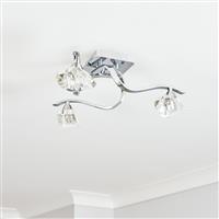 BHS Scorpio Glass Flush Ceiling Light - Silver