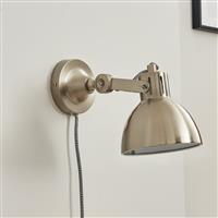 BHS Abbie Adjustable Metal Plug in Wall Light - Silver