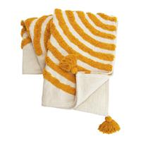 Habitat Geo Tufted Throw - White & Yellow - 125x150cm