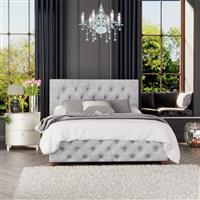 LLB Luna Velvet Superking Ottoman Bedframe - Silver