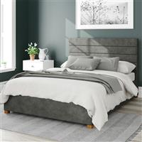 Aspire Kelly Linen Kingsize Ottoman Bedframe - Granite