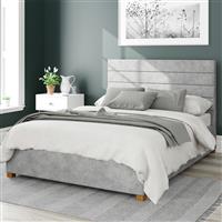 Aspire Kelly Linen Double Ottoman Bedframe - Silver