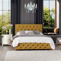 LLB Luna Velvet Kingsize Ottoman Bedframe - Ochre