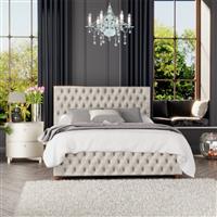 LLB Seren Velvet Double Ottoman Bedframe - Pearl